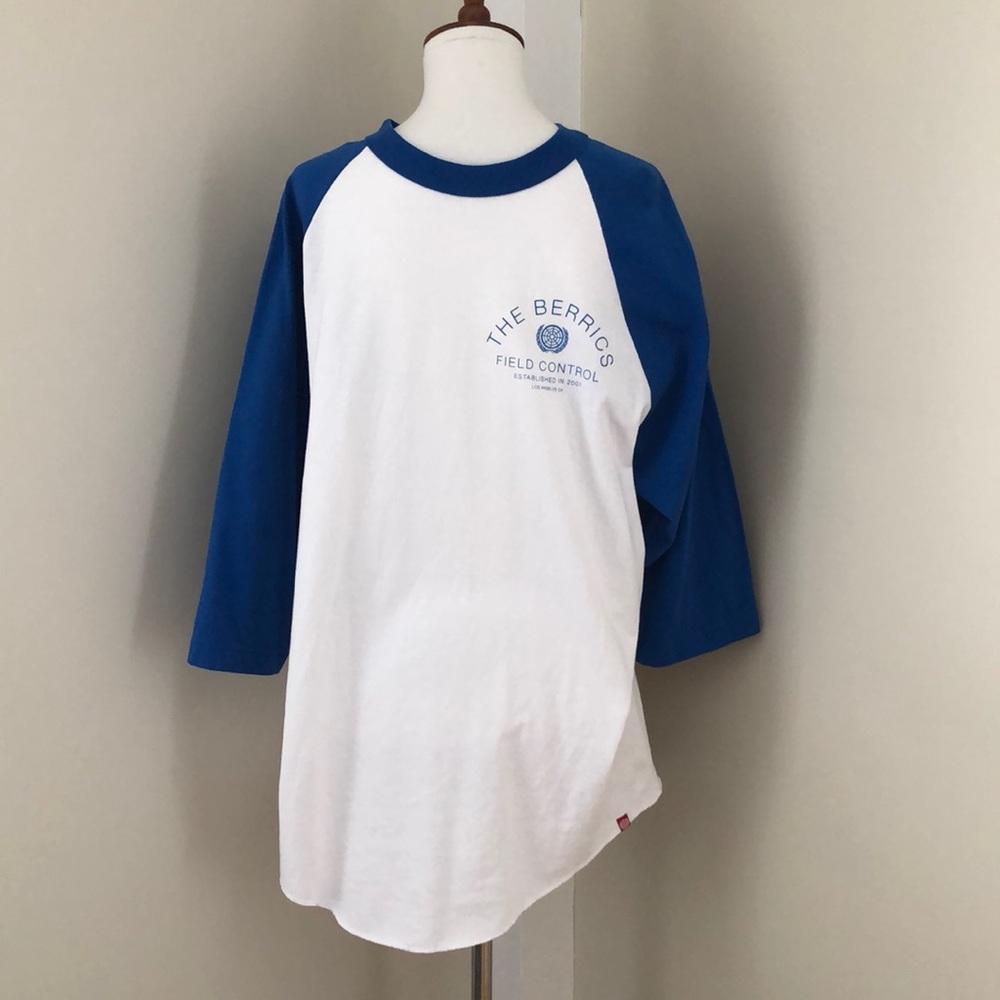 Berrics blue and white 3/4 baseball tee